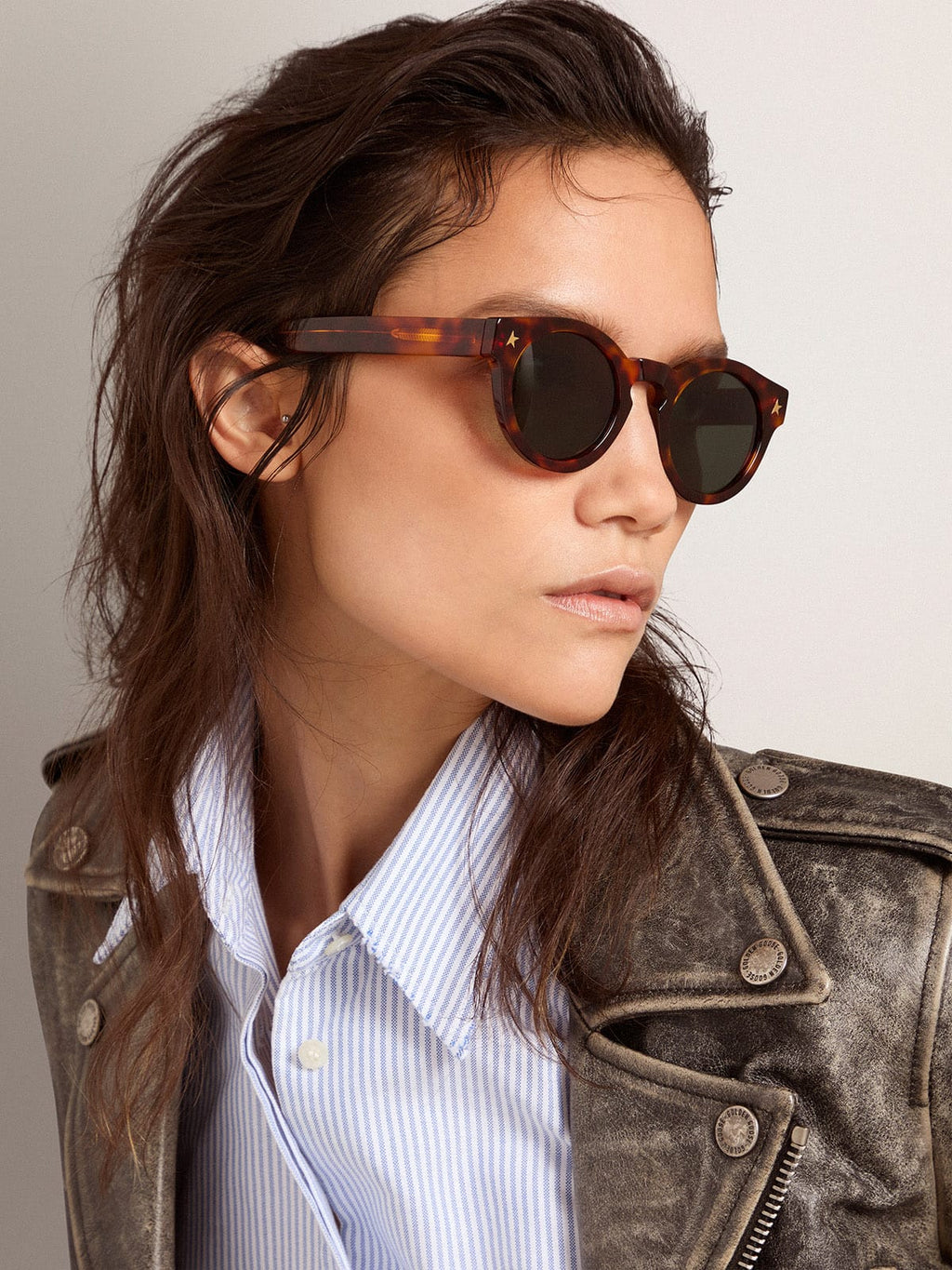 Sunglasses Panthos model with havana frame and gold details