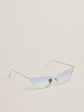 Sunglasses cat-eye style with silver frame and crystals