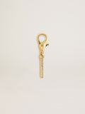Letter I charm in gold-colored brass with crystals