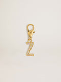 Letter Z charm in gold-colored brass with crystals