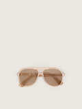 Aviator style sunglasses with honey-colored frame and lenses