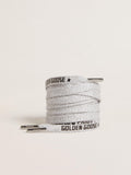 Gray cotton laces with contrasting black logo