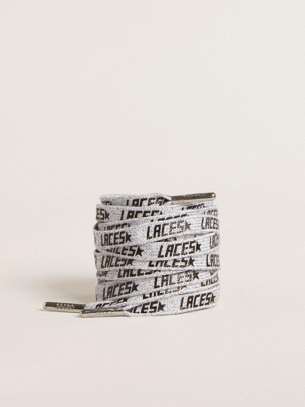 Ice-colored laces with contrasting black ‘Laces’ lettering