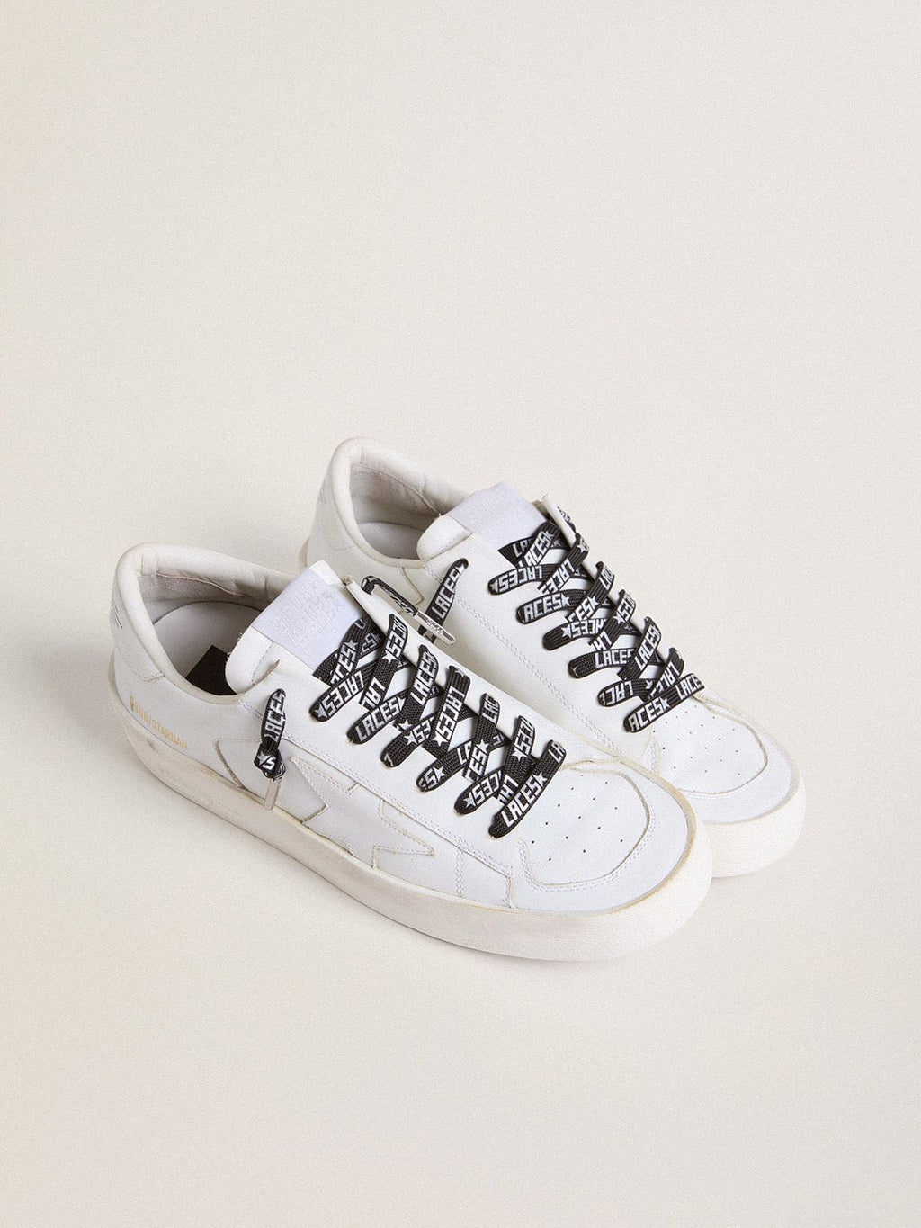 Black laces with silver lettering