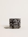 Black laces with silver lettering