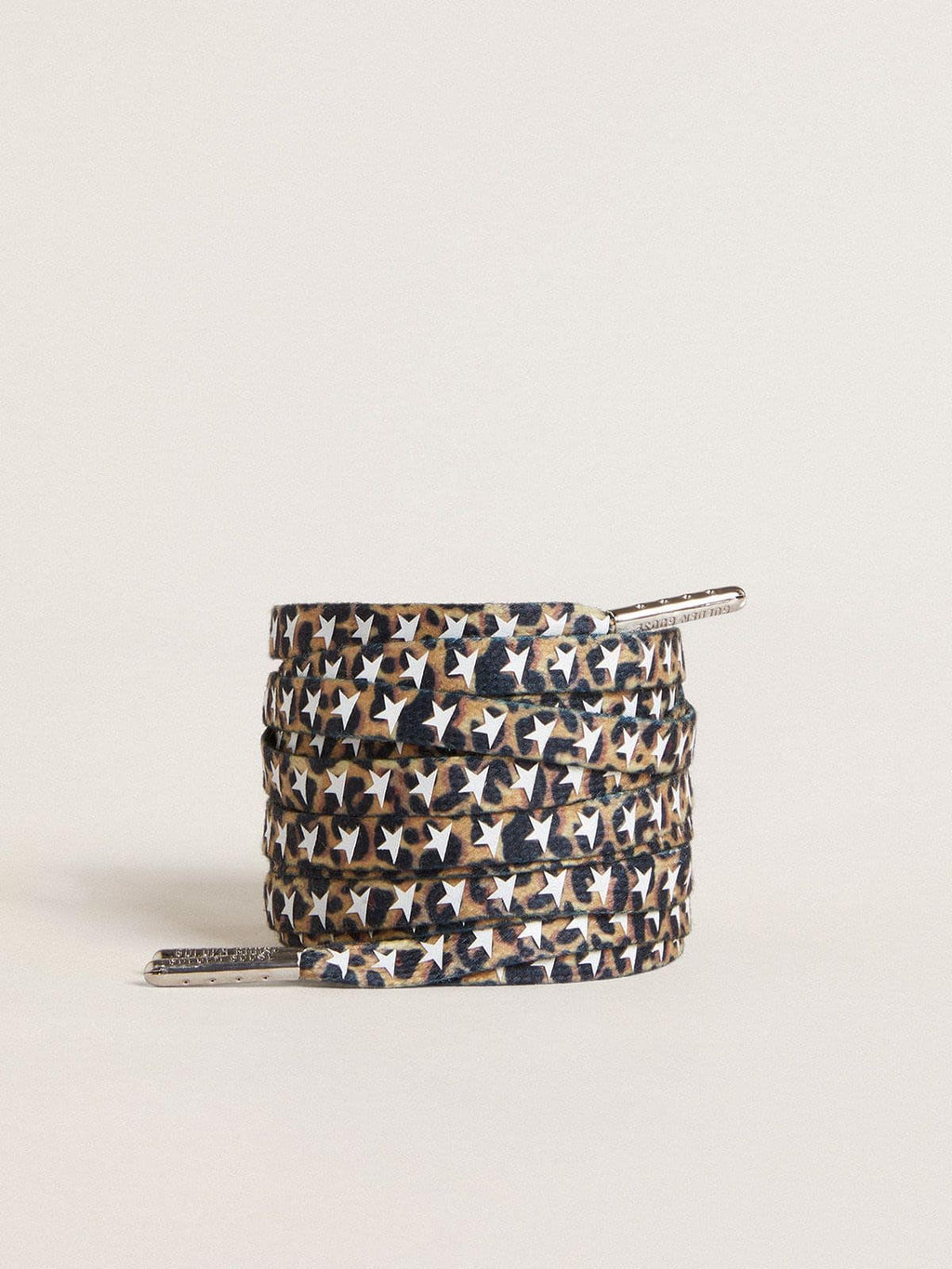 Brown leopard-print laces with contrasting white stars