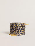 Laces with gray and black animal print with contrasting gold stars
