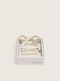 Cotton laces with silver Swarovski crystals and gold-colored logo