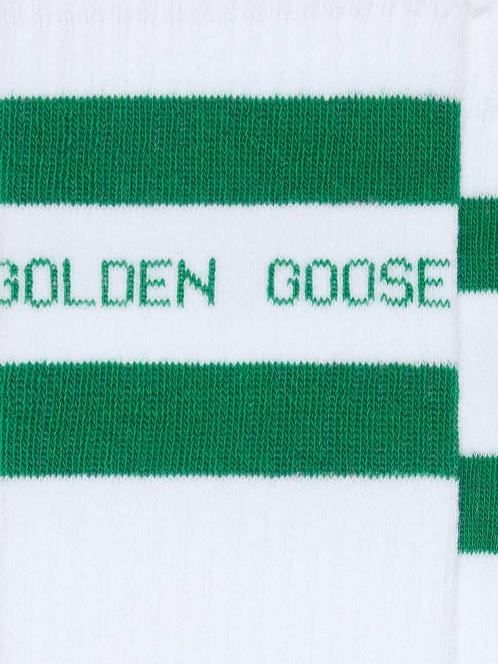 Cotton socks with distressed finishes, green stripes and logo