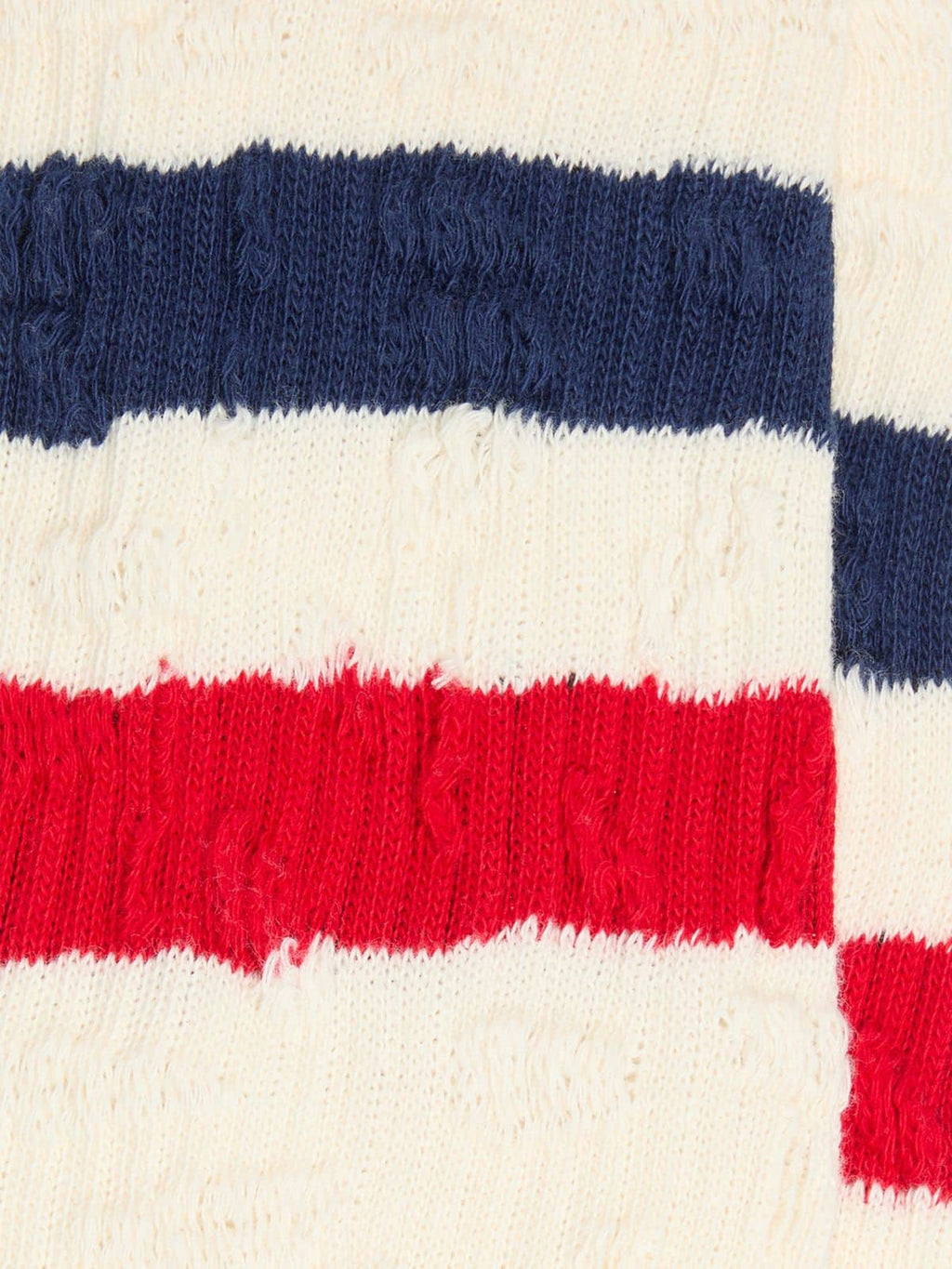 Vintage white socks with distressed details and two-tone stripes