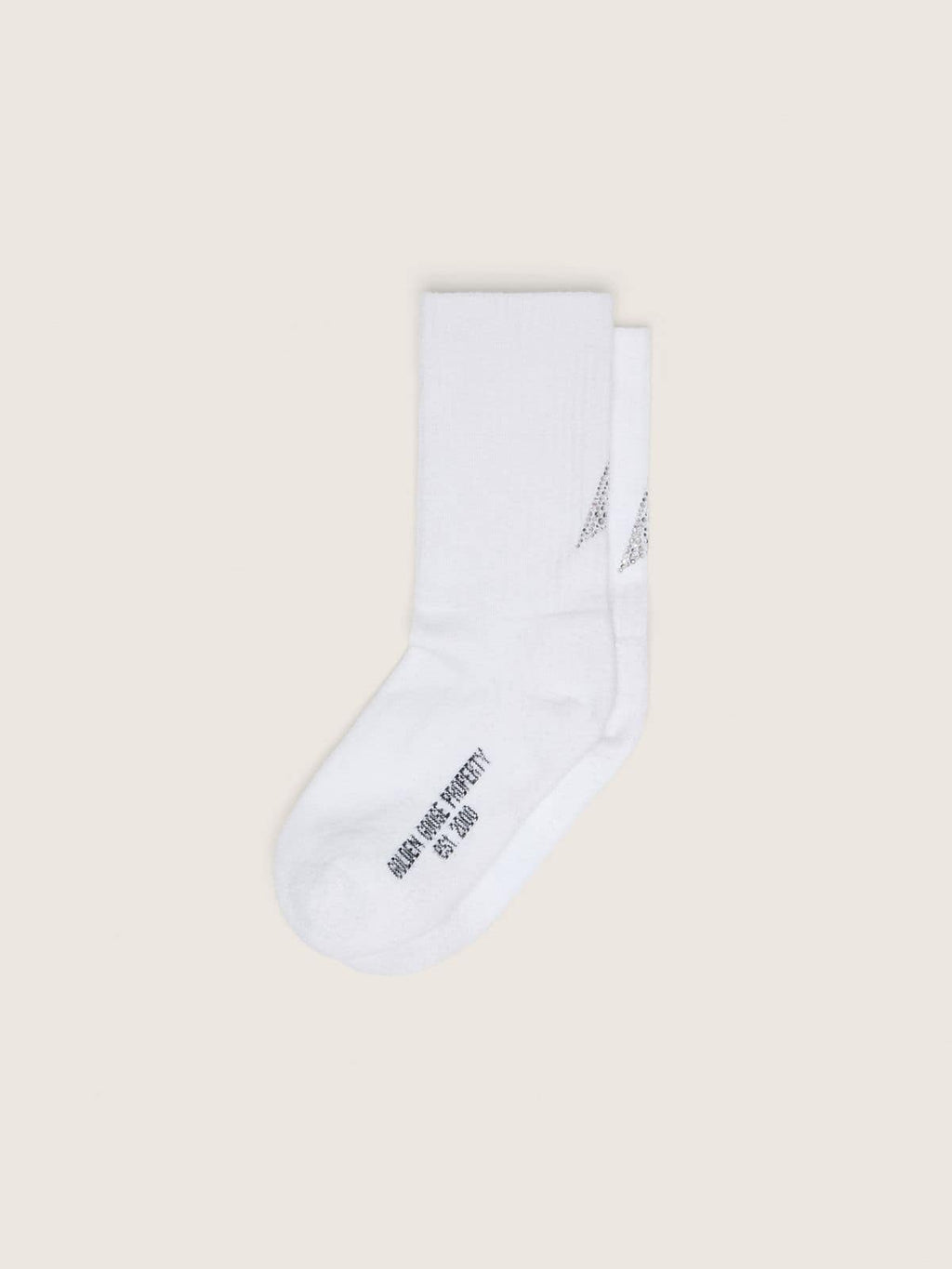 White socks with crystal star on the back