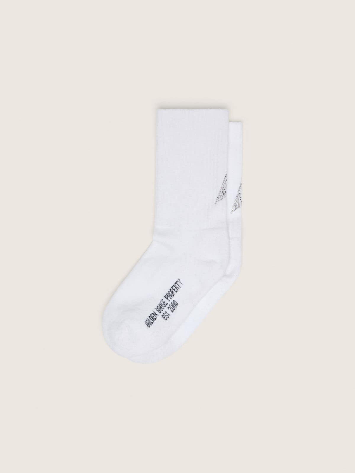 White socks with crystal star on the back