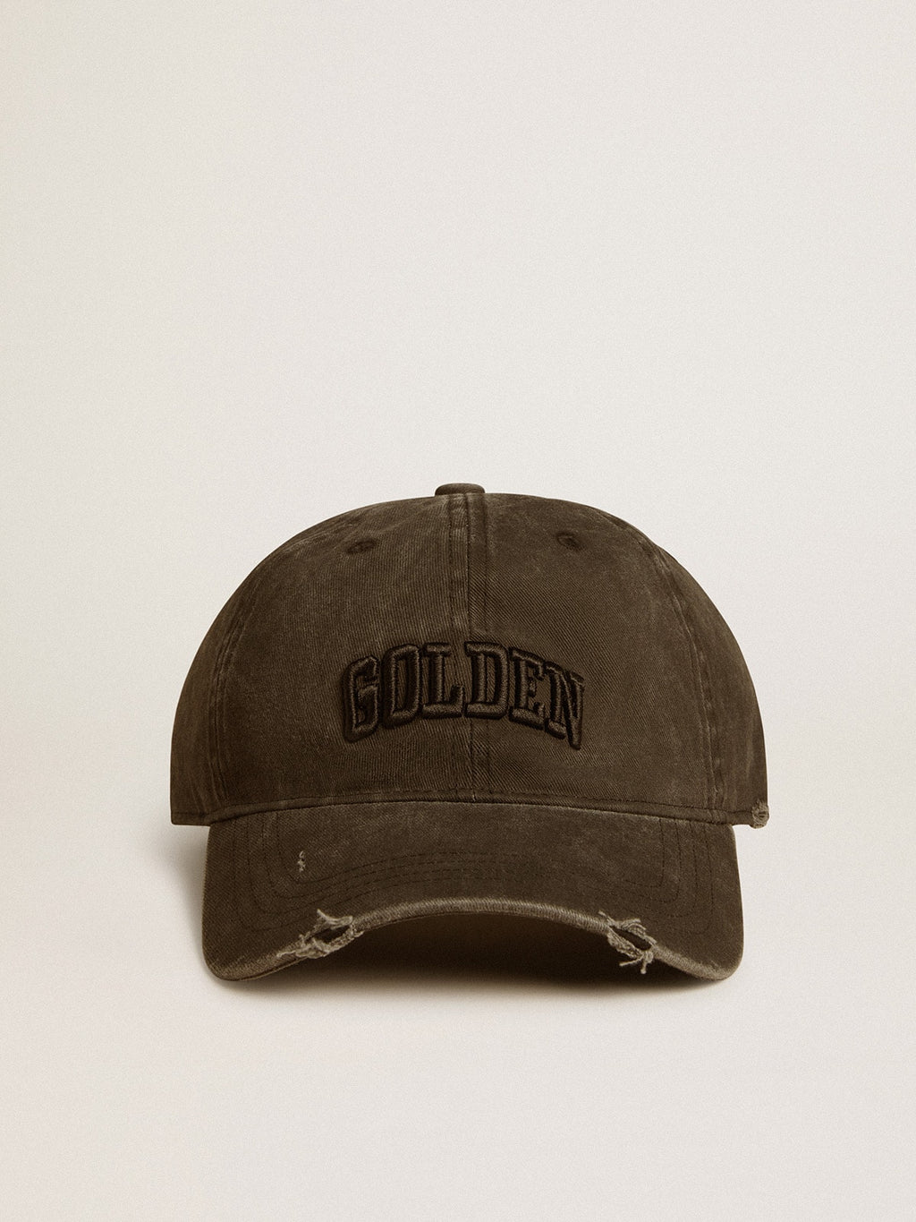 Gray distressed baseball cap with embroidery