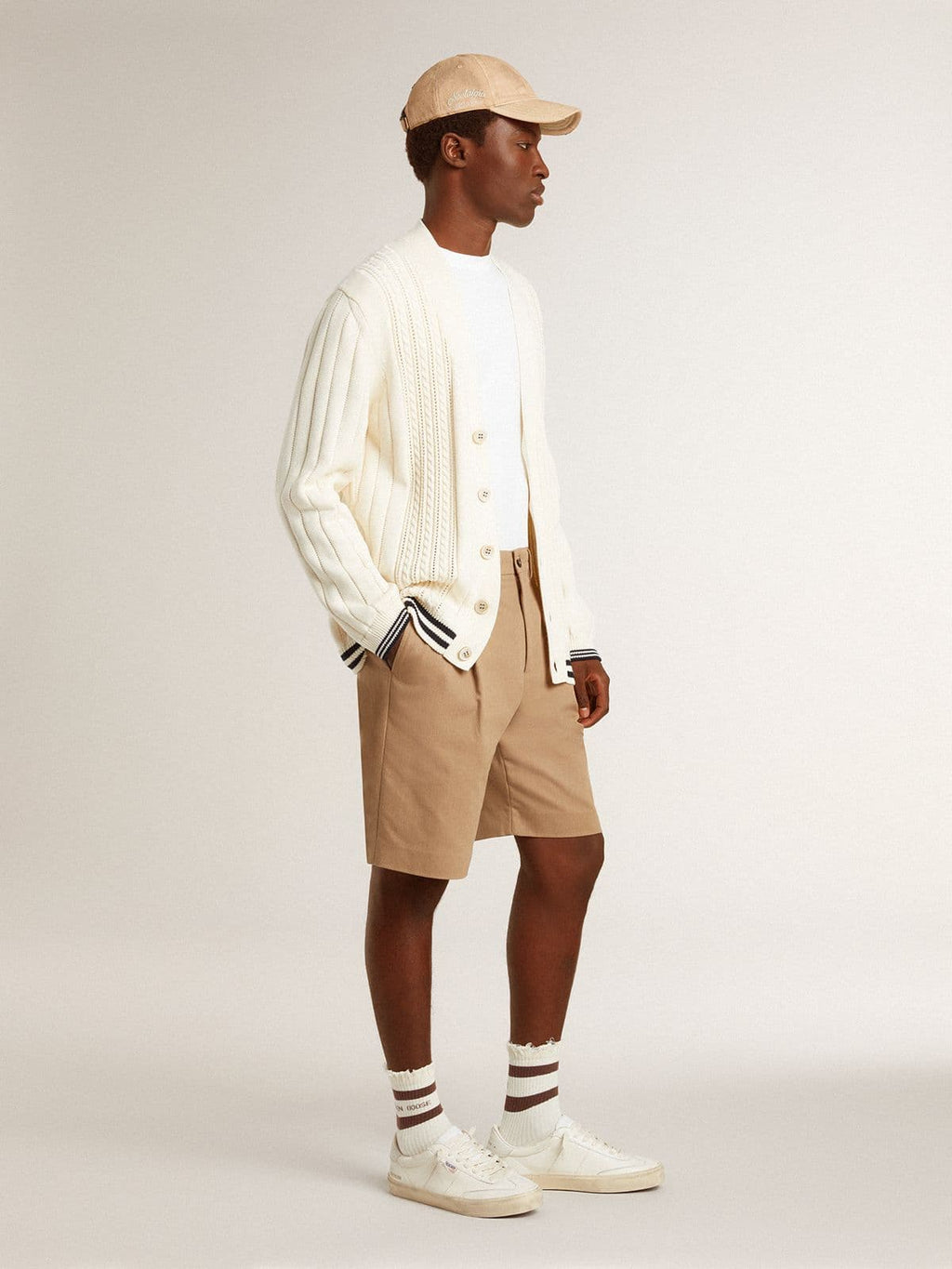Beige baseball cap with a lived-in finish