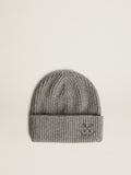 Gray ribbed wool beanie