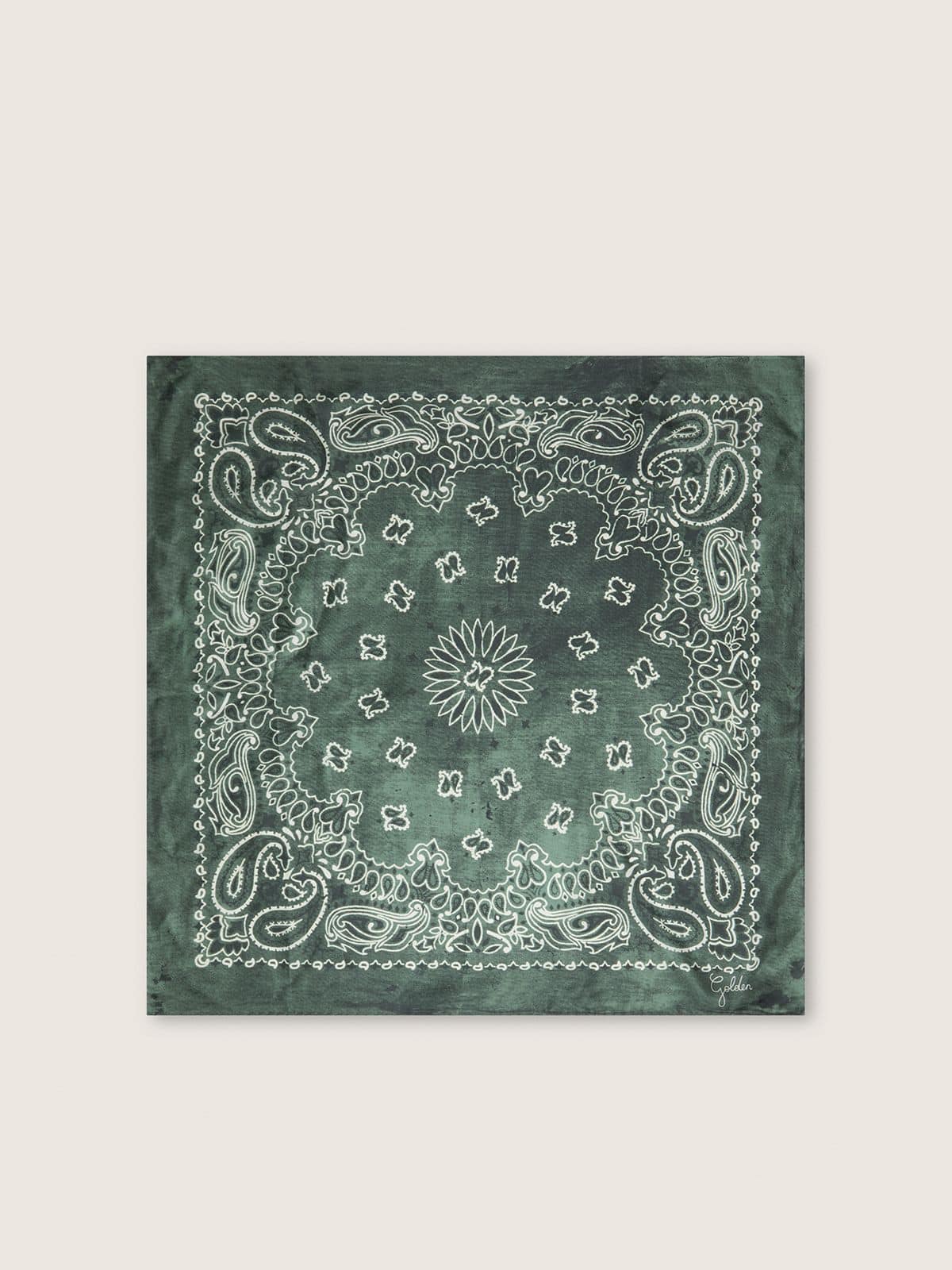Moss-green scarf with paisley pattern