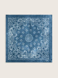 Denim-blue Golden Collection scarf with paisley pattern