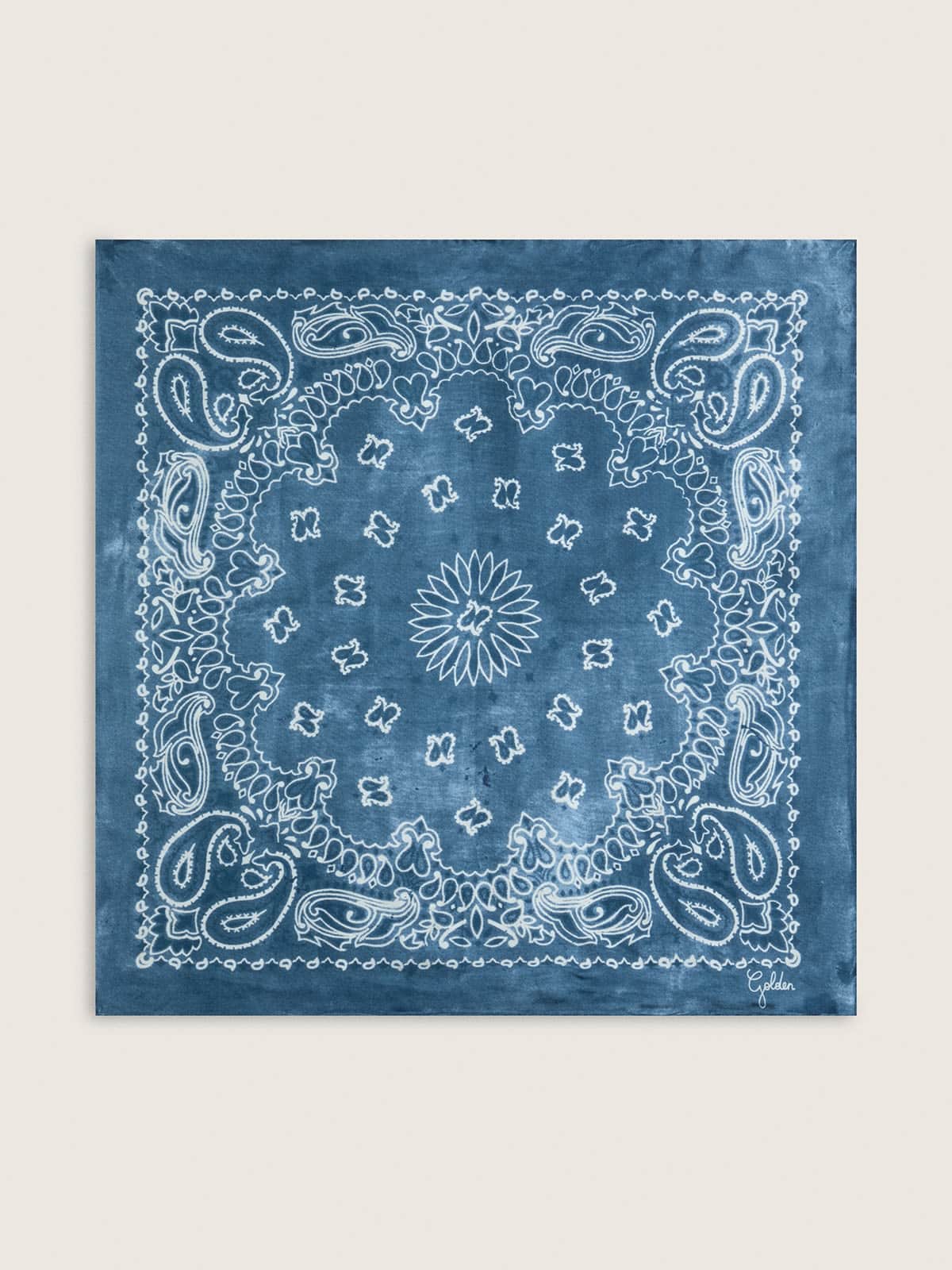 Denim-blue Golden Collection scarf with paisley pattern