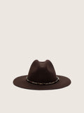 Coffee-brown hat with studded leather strap