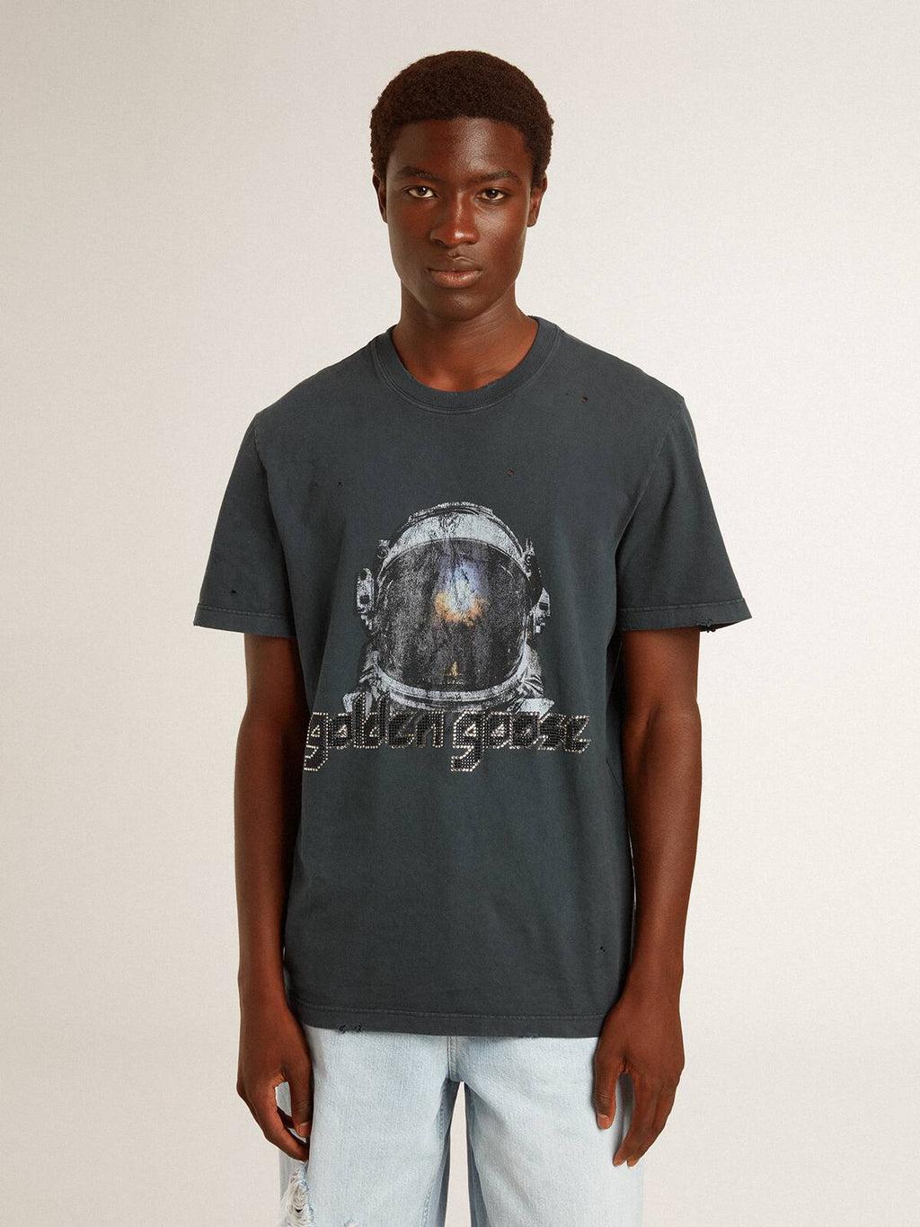 Black T-shirt with multicolor print
