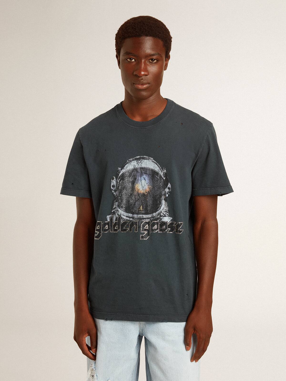 Black T-shirt with multicolor print