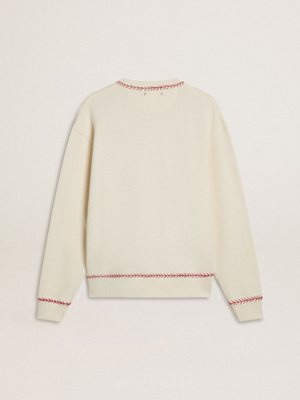 CNY sweatshirt in worn-white cotton with red embroidery