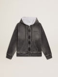 Sprayed effect anthracite sweatshirt with studs