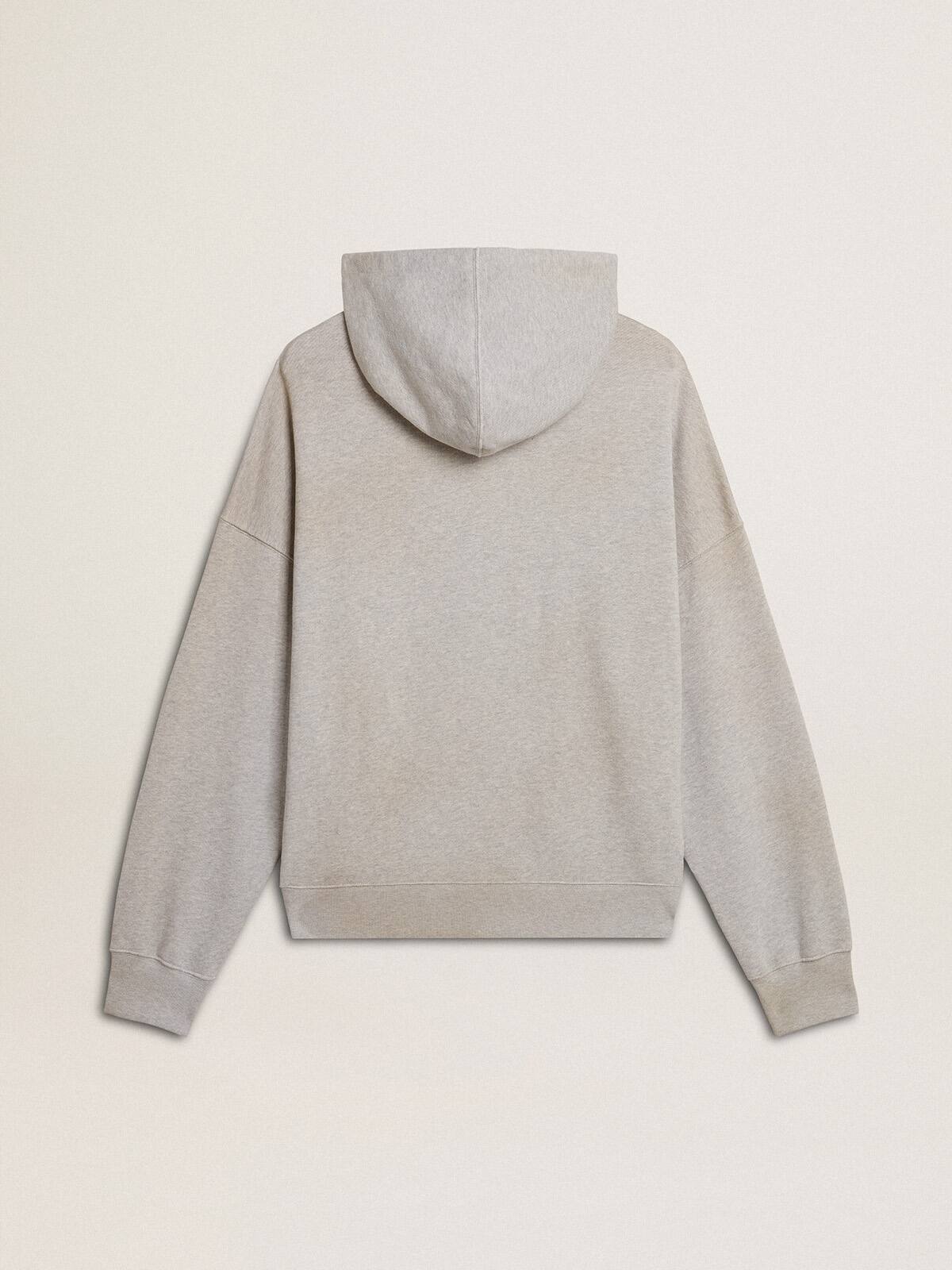 Hooded sweatshirt in worn gray with embroidered vintage logo