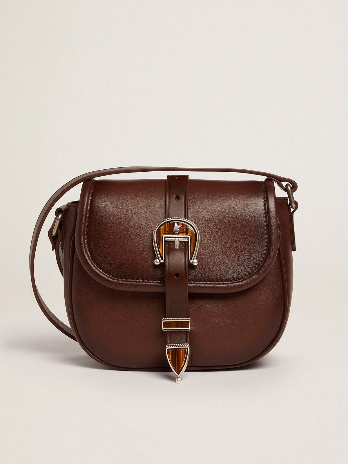 Women's small Rodeo Bag in dark tan leather