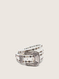 Women's belt in white leather with colored studs