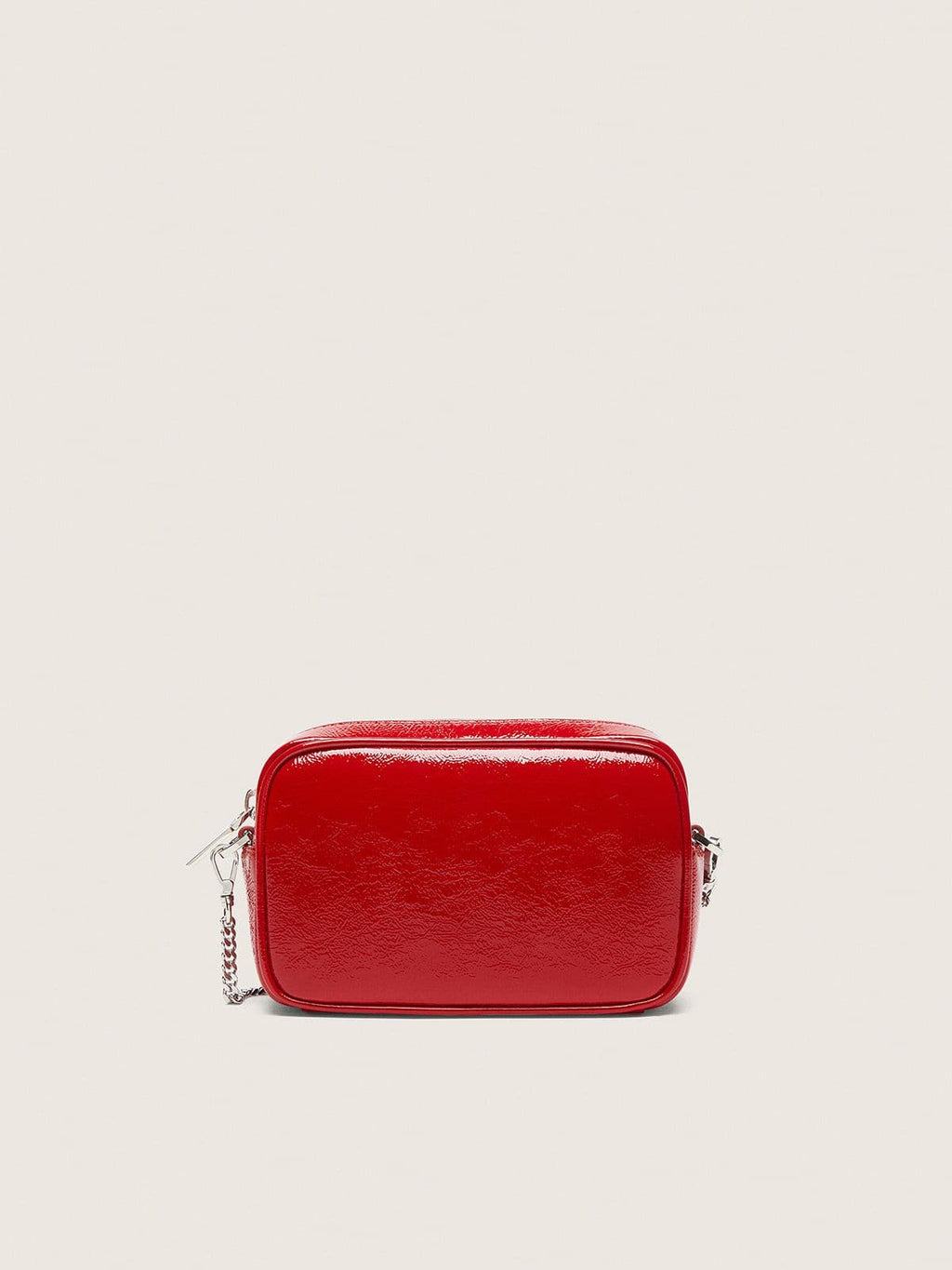 Women's Mini Star Bag in red painted leather with tone-on-tone star