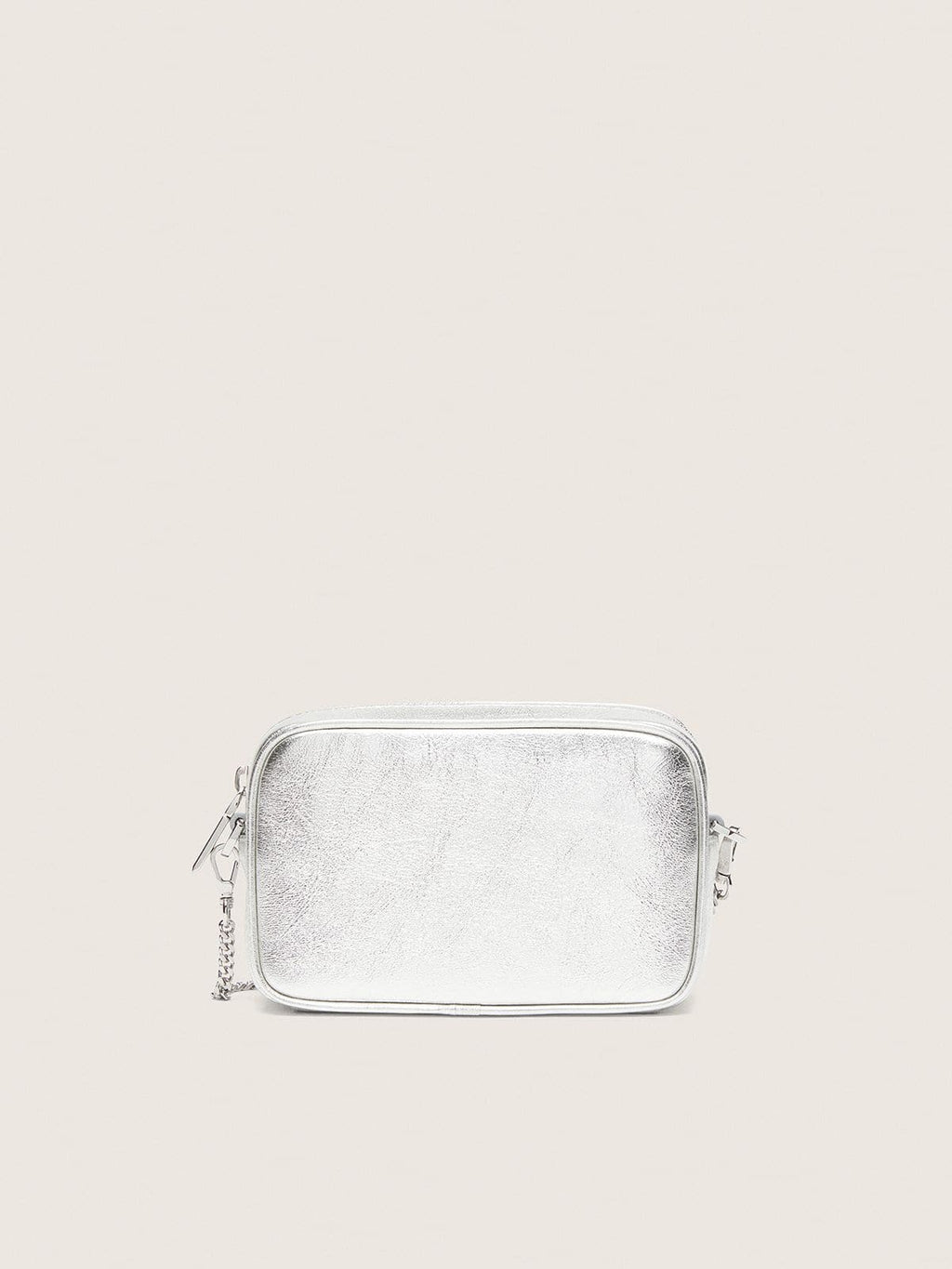 Women's Mini Star Bag in silver laminated leather with tone-on-tone star