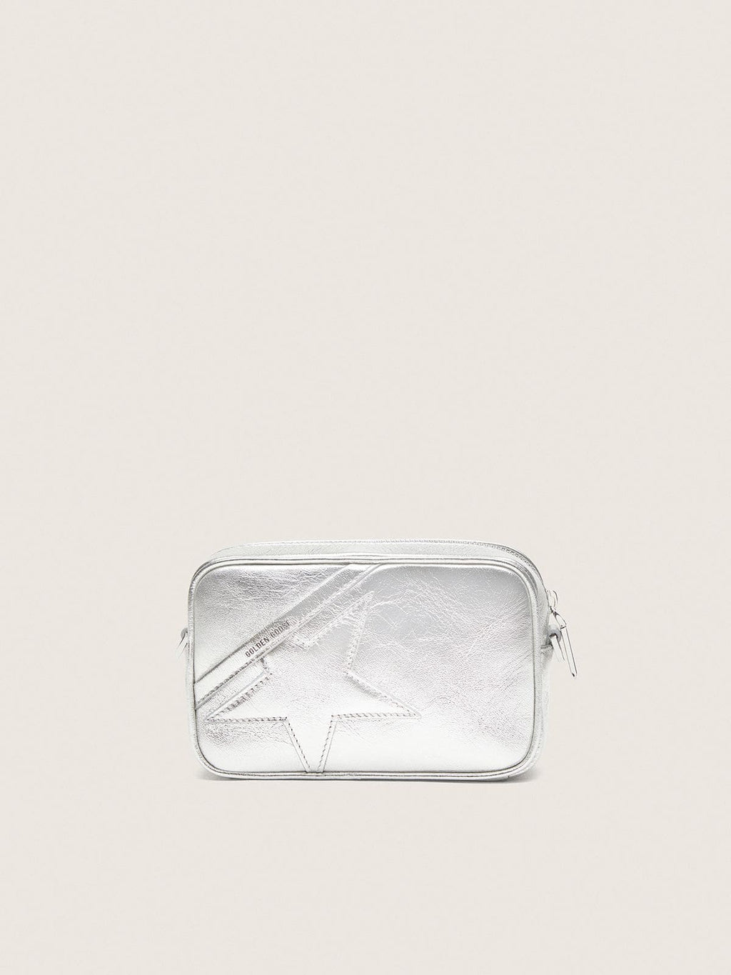 Women's Mini Star Bag in silver laminated leather with tone-on-tone star