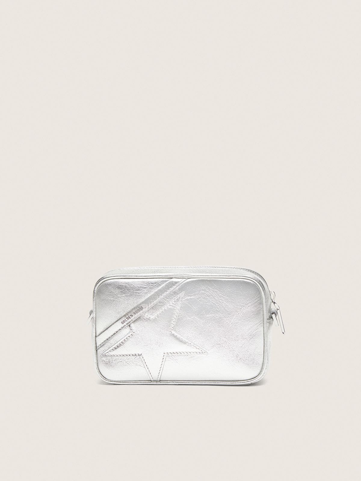 Women's Mini Star Bag in silver laminated leather with tone-on-tone star