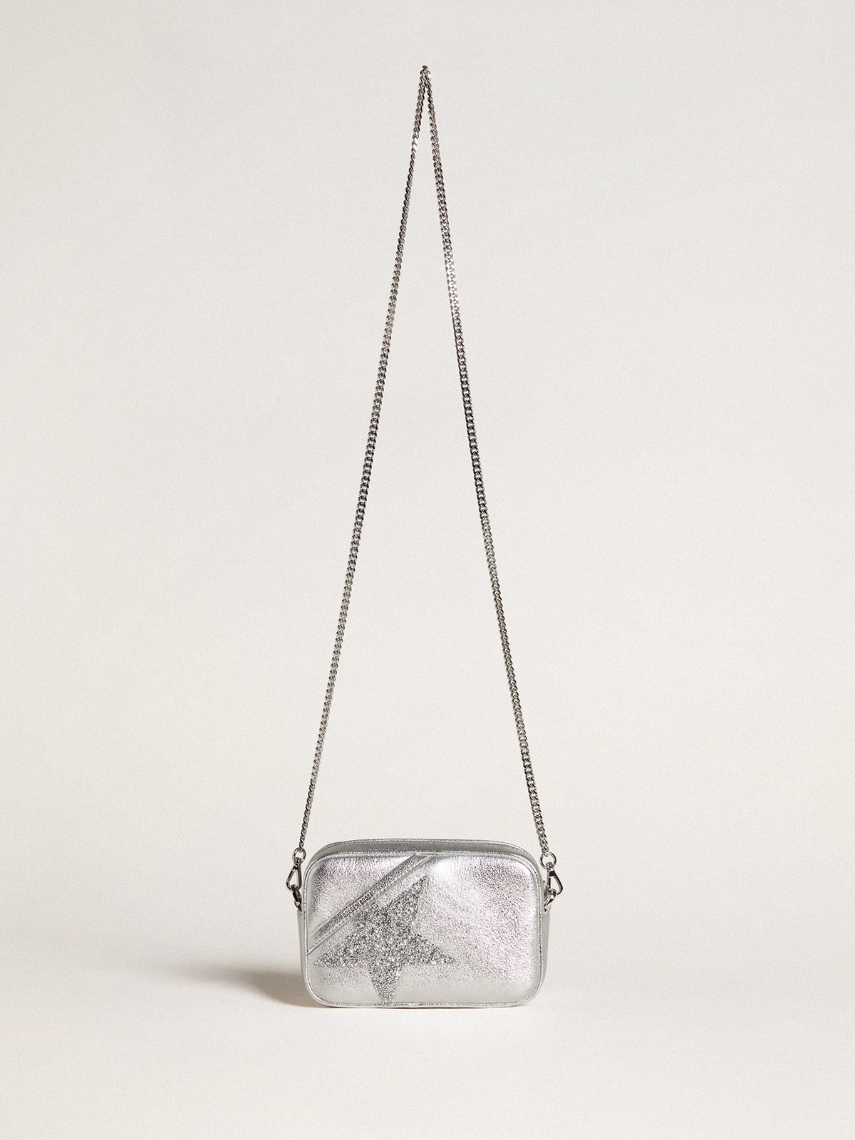 Mini Star Bag in silver metallic leather with Swarovski crystal star