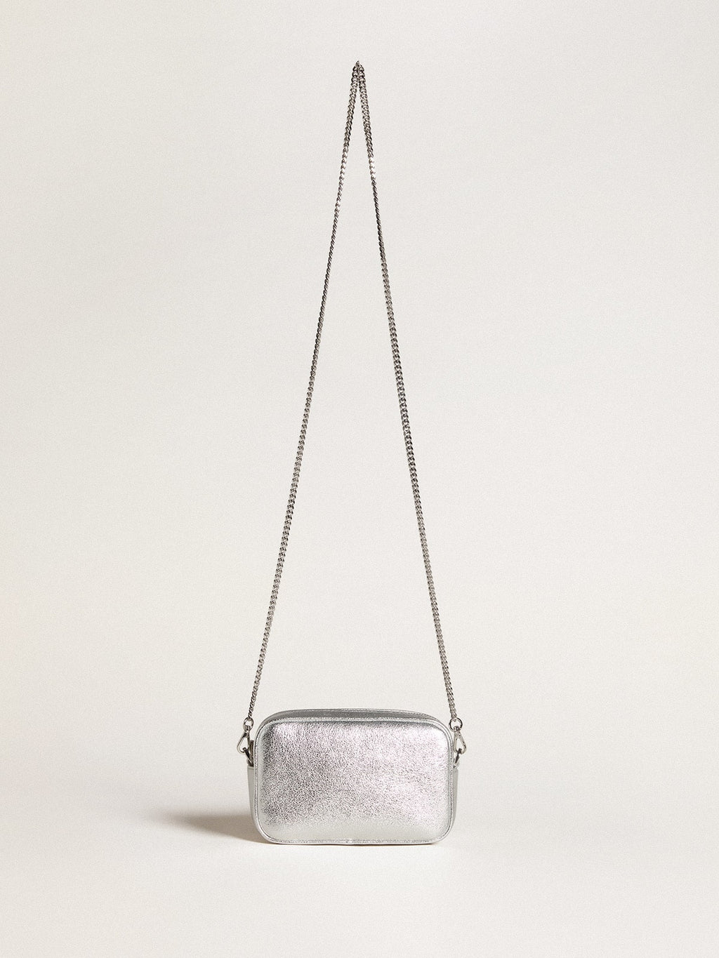 Mini Star Bag in silver metallic leather with Swarovski crystal star