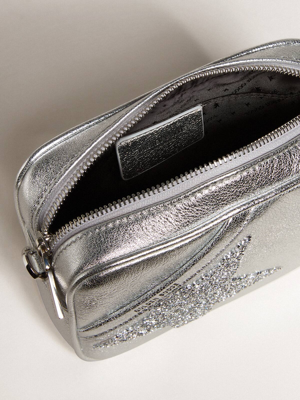Mini Star Bag in silver metallic leather with Swarovski crystal star