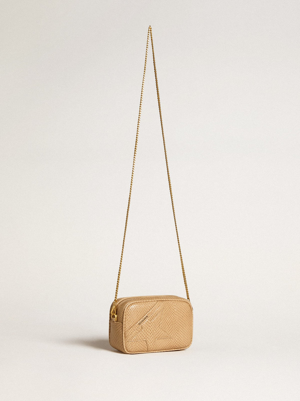 Mini Star Bag in beige snake-print leather