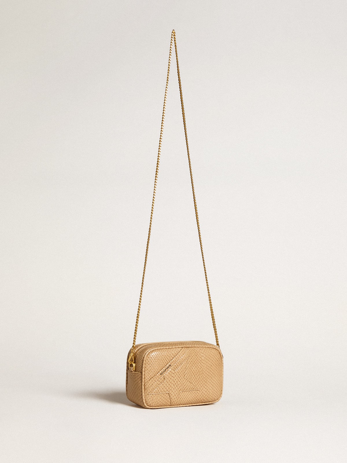 Mini Star Bag in beige snake-print leather