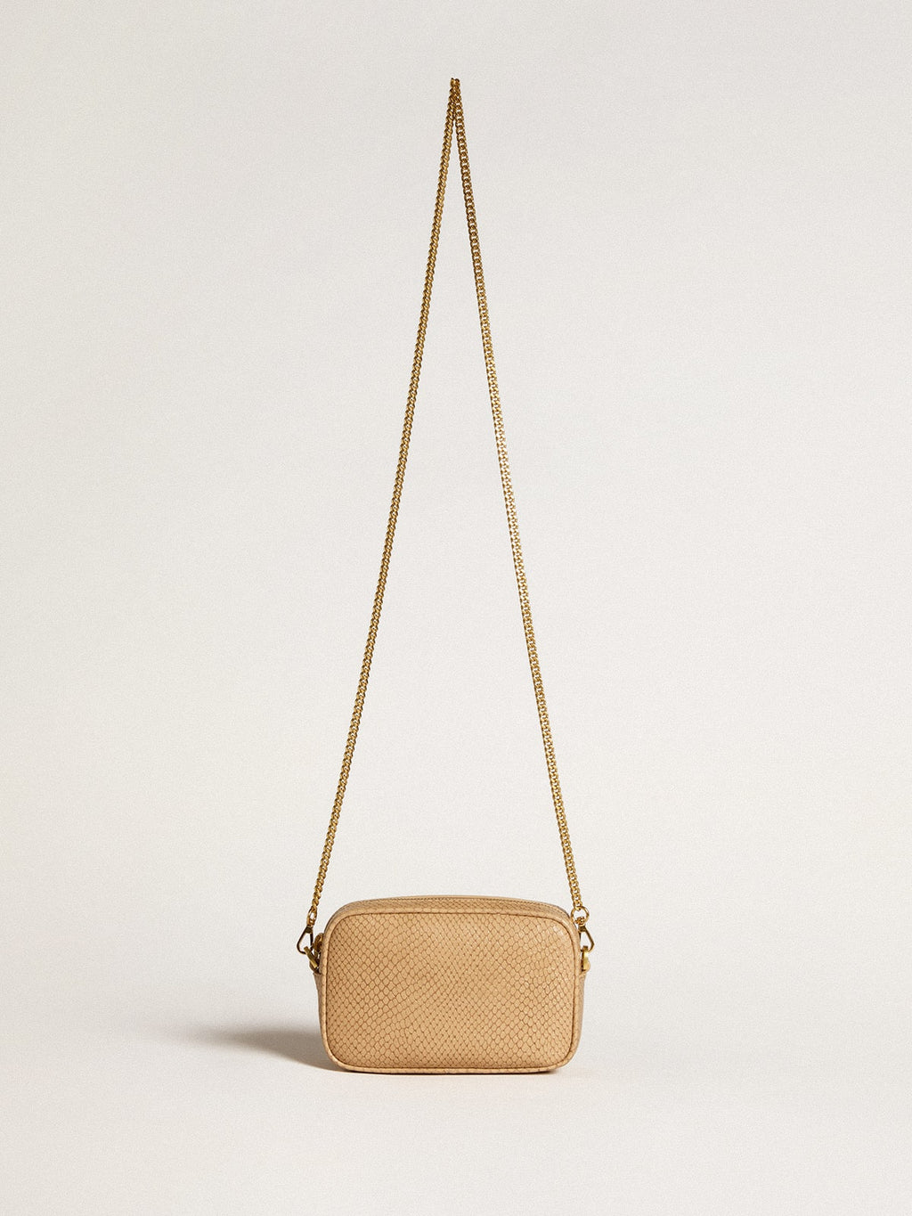 Mini Star Bag in beige snake-print leather