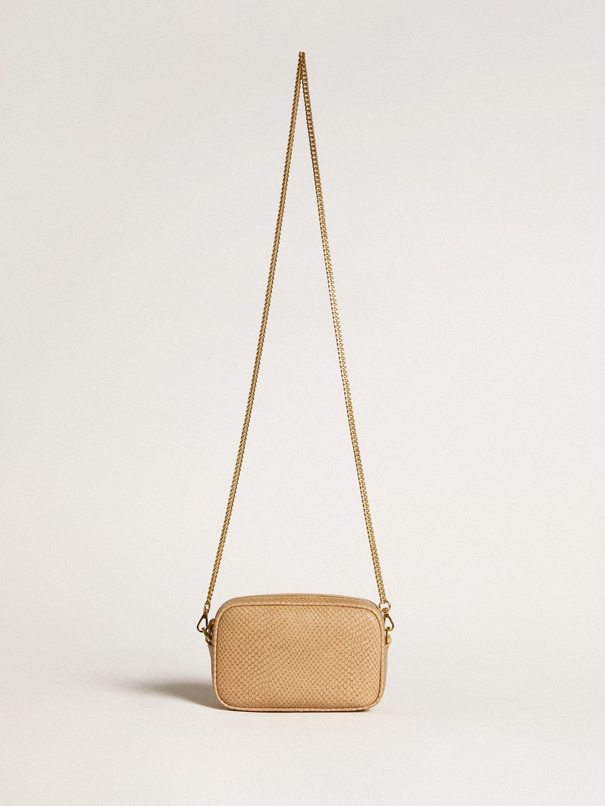 Mini Star Bag in beige snake-print leather