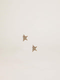 Women's stud earrings in antique gold color with crystals