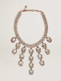 Women's necklace in antique gold color with drop crystals