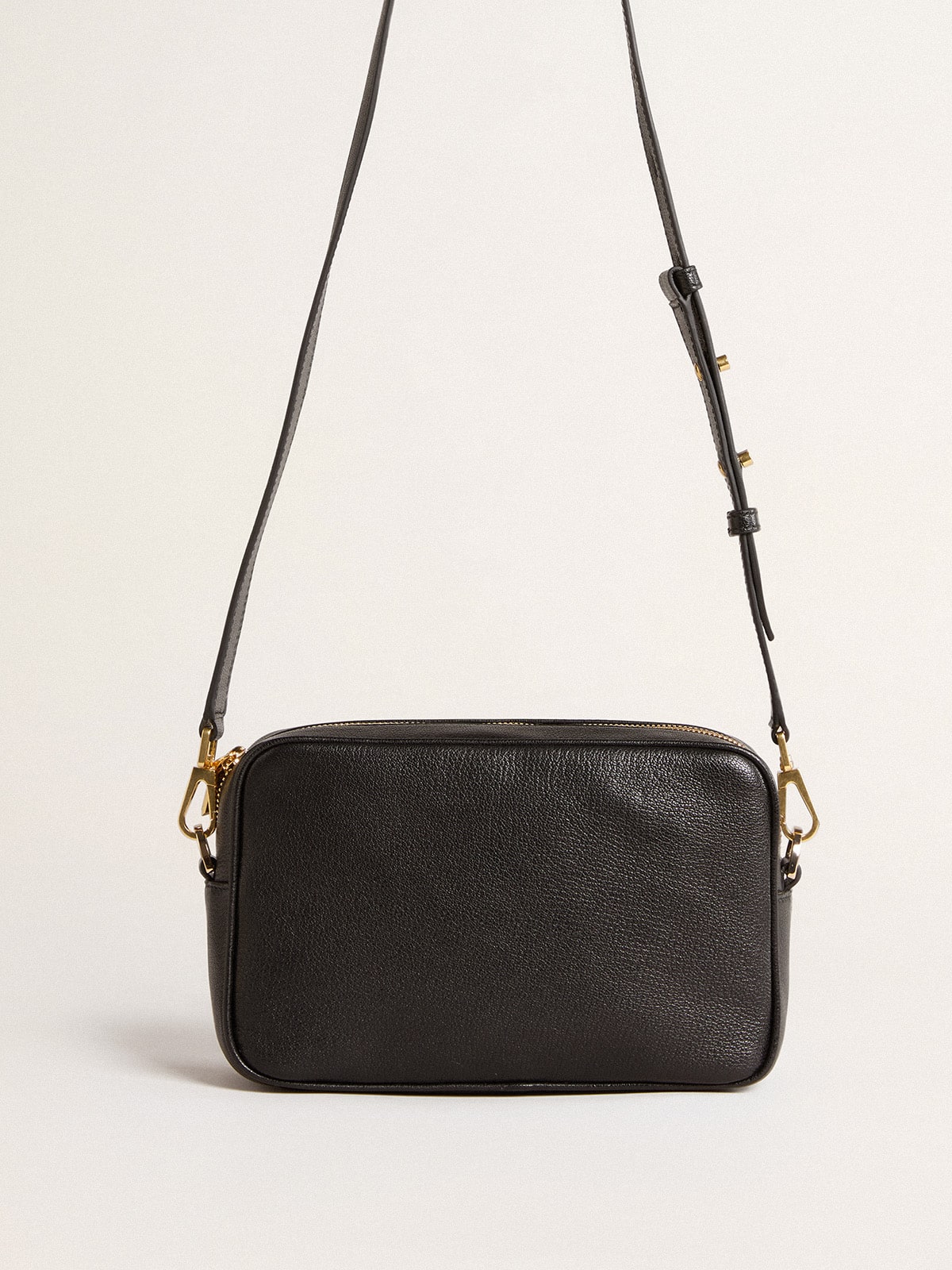 Star Bag in black leather with tone-on-tone star