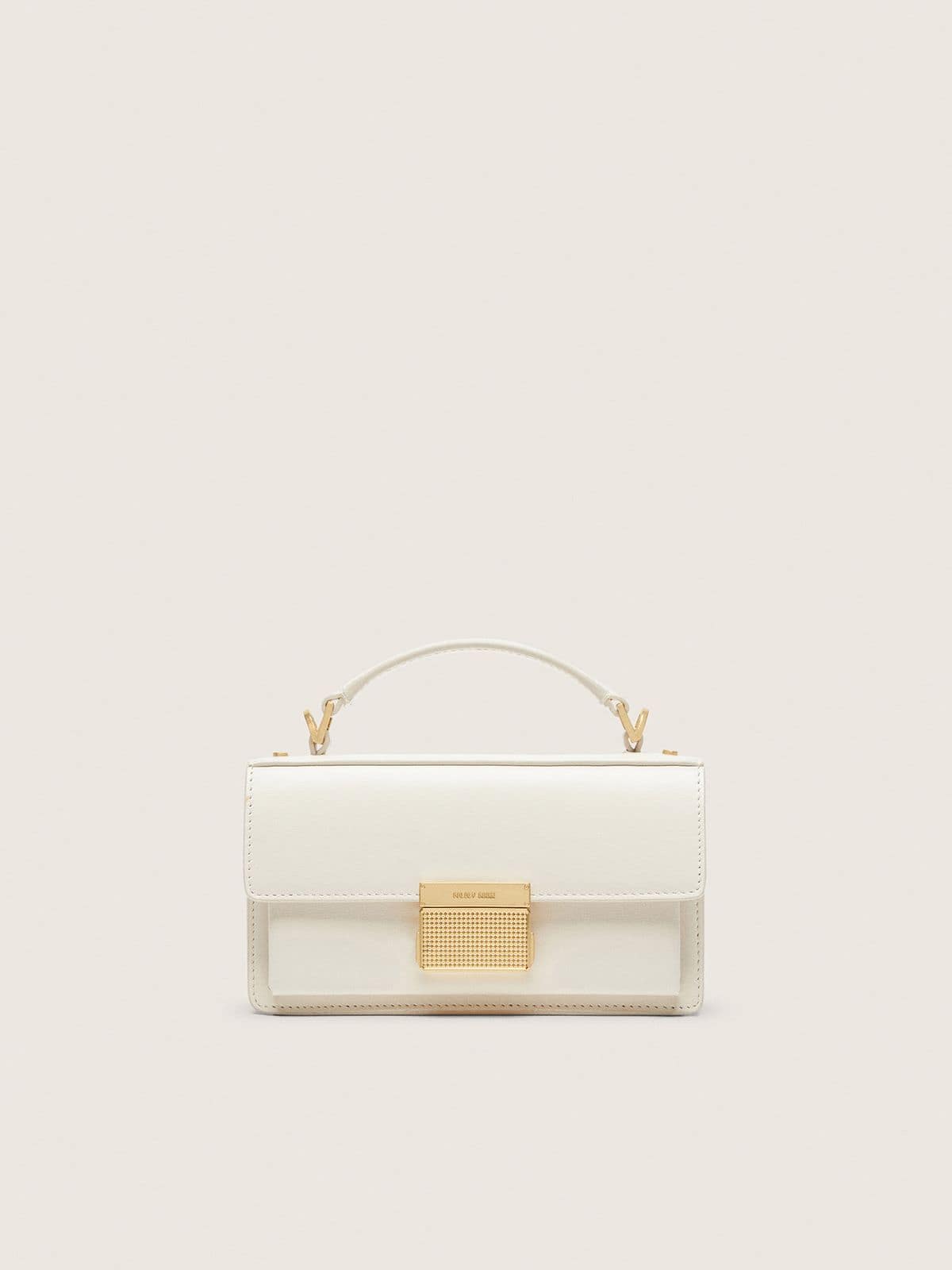 Small Venezia Bag in butter-colored boarded leather with gold details