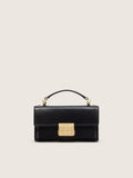 Small Venezia Bag in black boarded leather with gold details