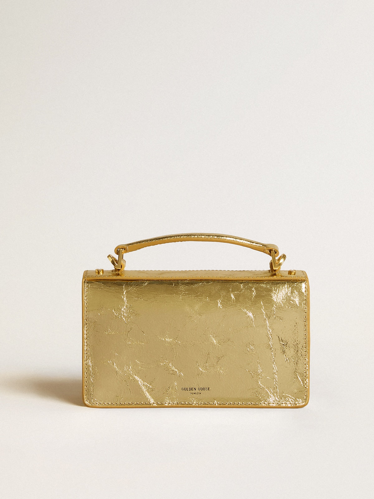 Small Venezia Bag in gold metallic leather with gold details
