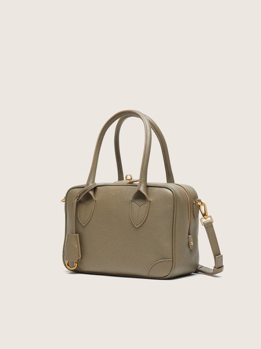 Vita Bag in sage-green sheepskin leather with gold details