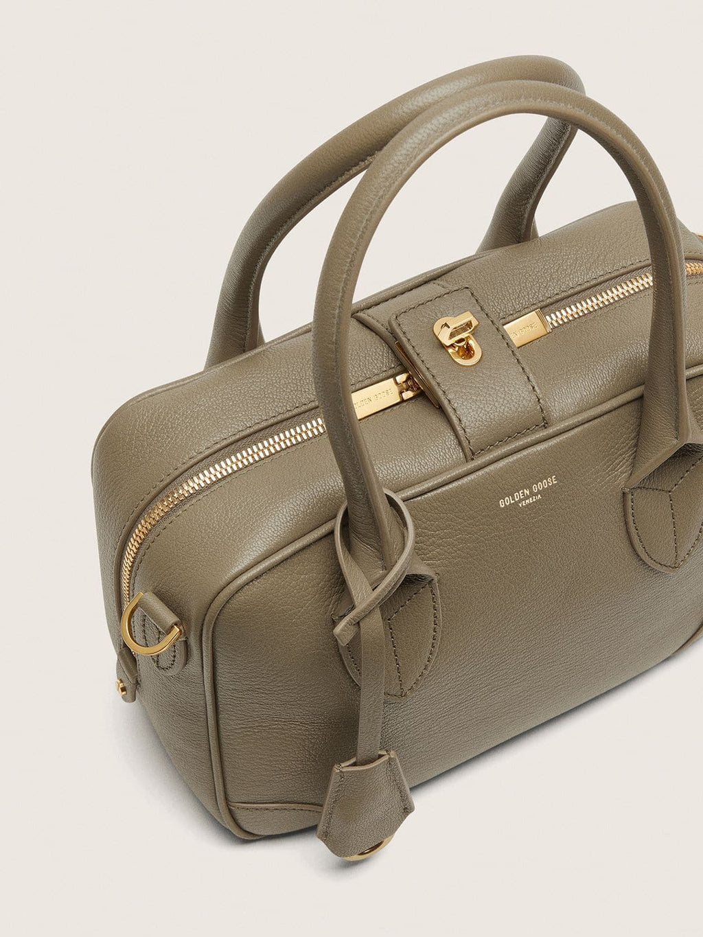 Vita Bag in sage-green sheepskin leather with gold details