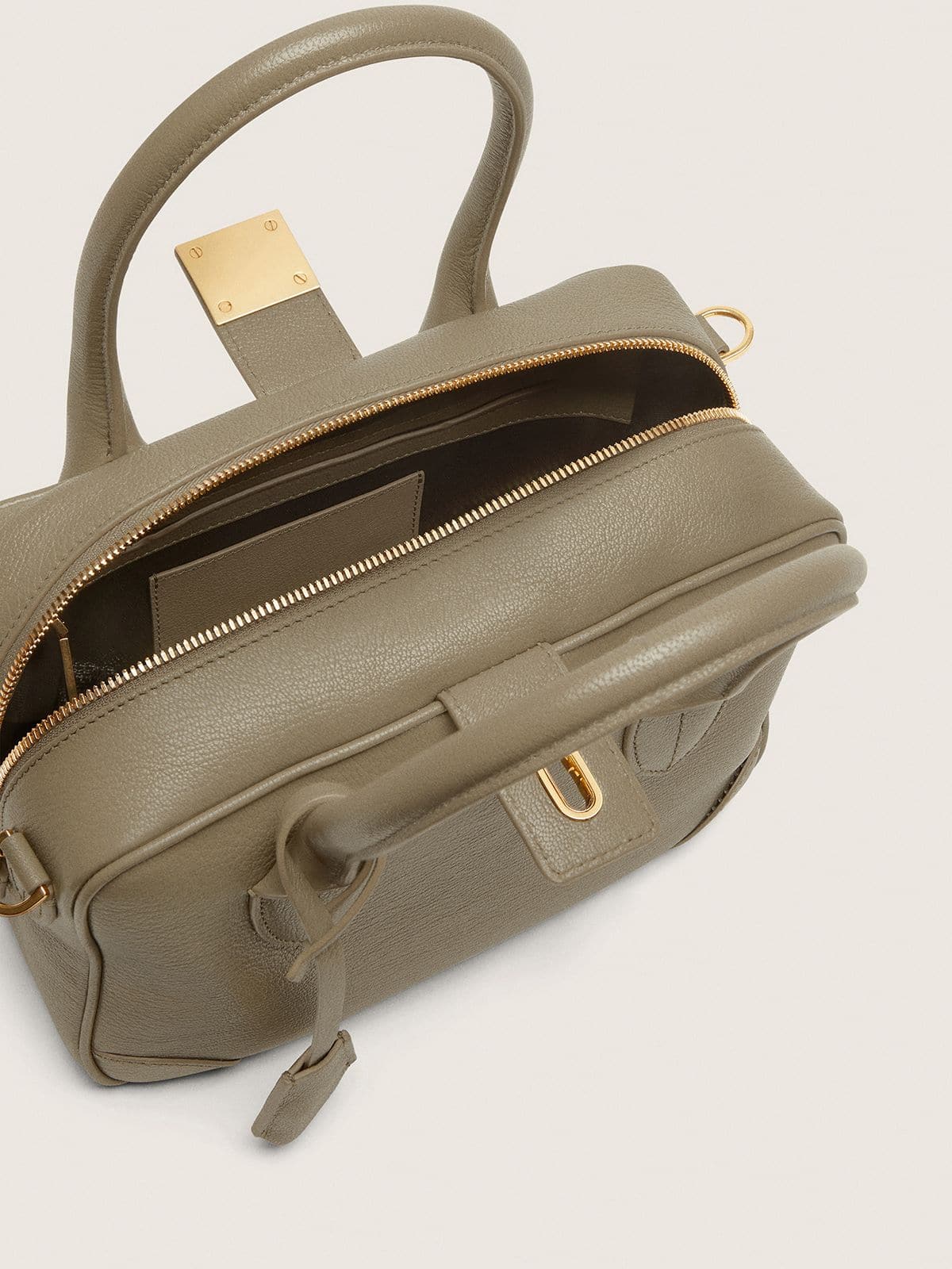 Vita Bag in sage-green sheepskin leather with gold details